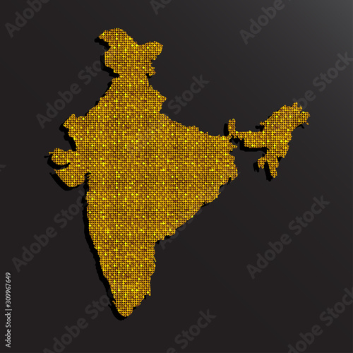 India country map with gold sequins vector