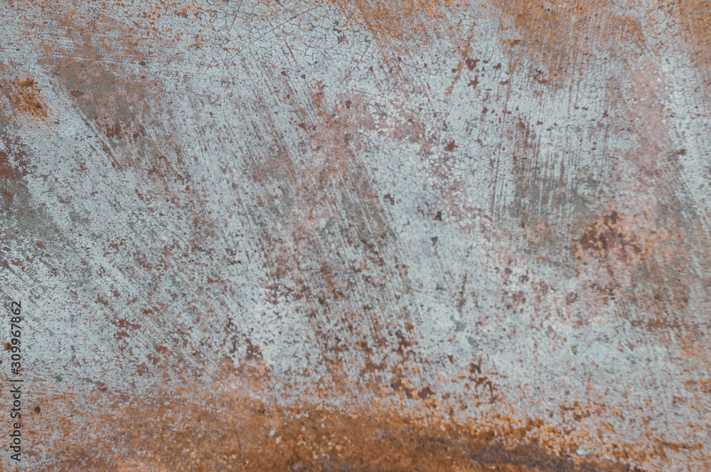 blue and orange painted scratched rusty grunde textured surface for background, banner and copy space