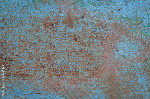 aqua blue and orange painted rusty grunde textured surface for background, banner and copy space
