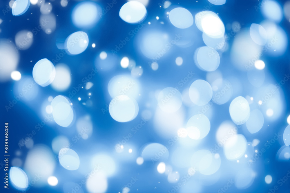 Blue blurred abstract background lights, beautiful Christmas.