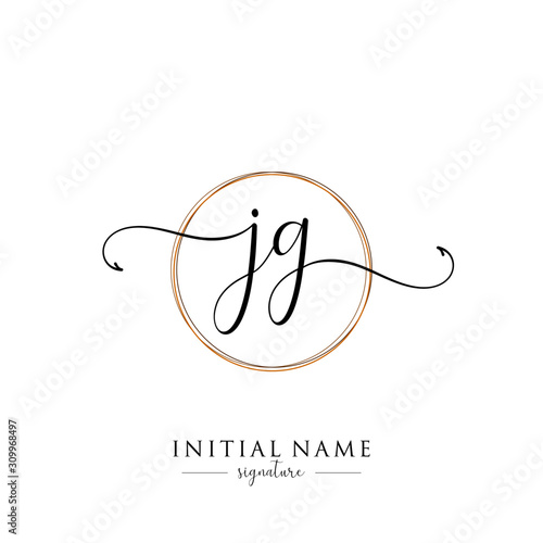 Initial Letter JG Signature Handwriting and Elegant Logo Design Vector