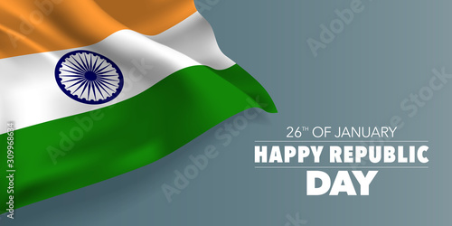 India republic day greeting card, banner with template text vector illustration