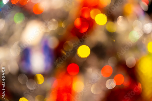 Golden christmas bokeh light abstract holiday background