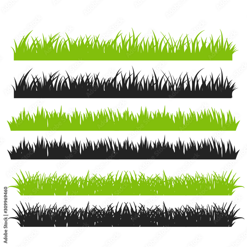 Fototapeta Trawa wektor. Zielona trawa ułożona w piękne rzędy Do robienia pędzla na imprezie z kreskówek.