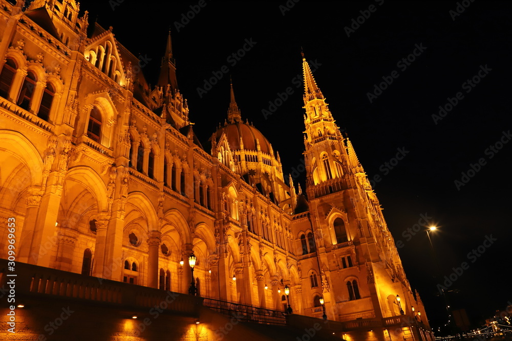 Illuminated Hungarian Parliament Building at night Illuminated Hungarian Parliament Building at night
