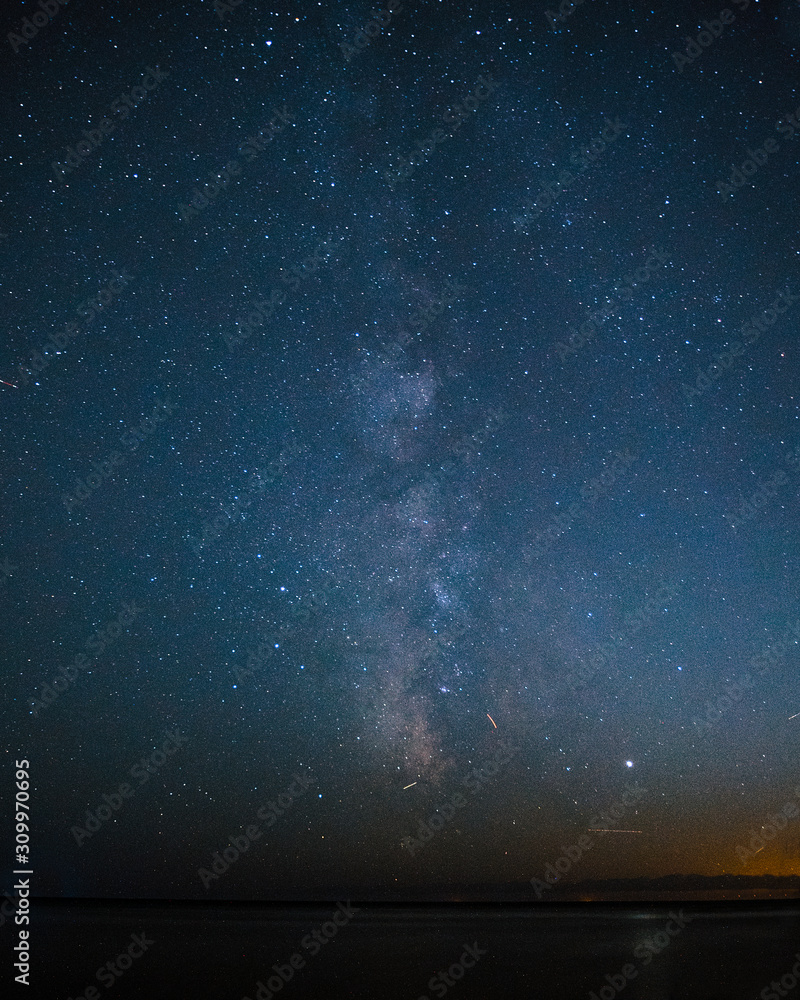 Space photography above Cap Canaiile near Cassis, France. Cote D Azur region. Mediterranean sea. stars and milky way. Astrophotography
