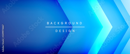 Arrow lines, technology digital template with shadows and lights on gradient background. Trendy simple fluid color gradient abstract background with dynamic straight shadow lines effect © antishock
