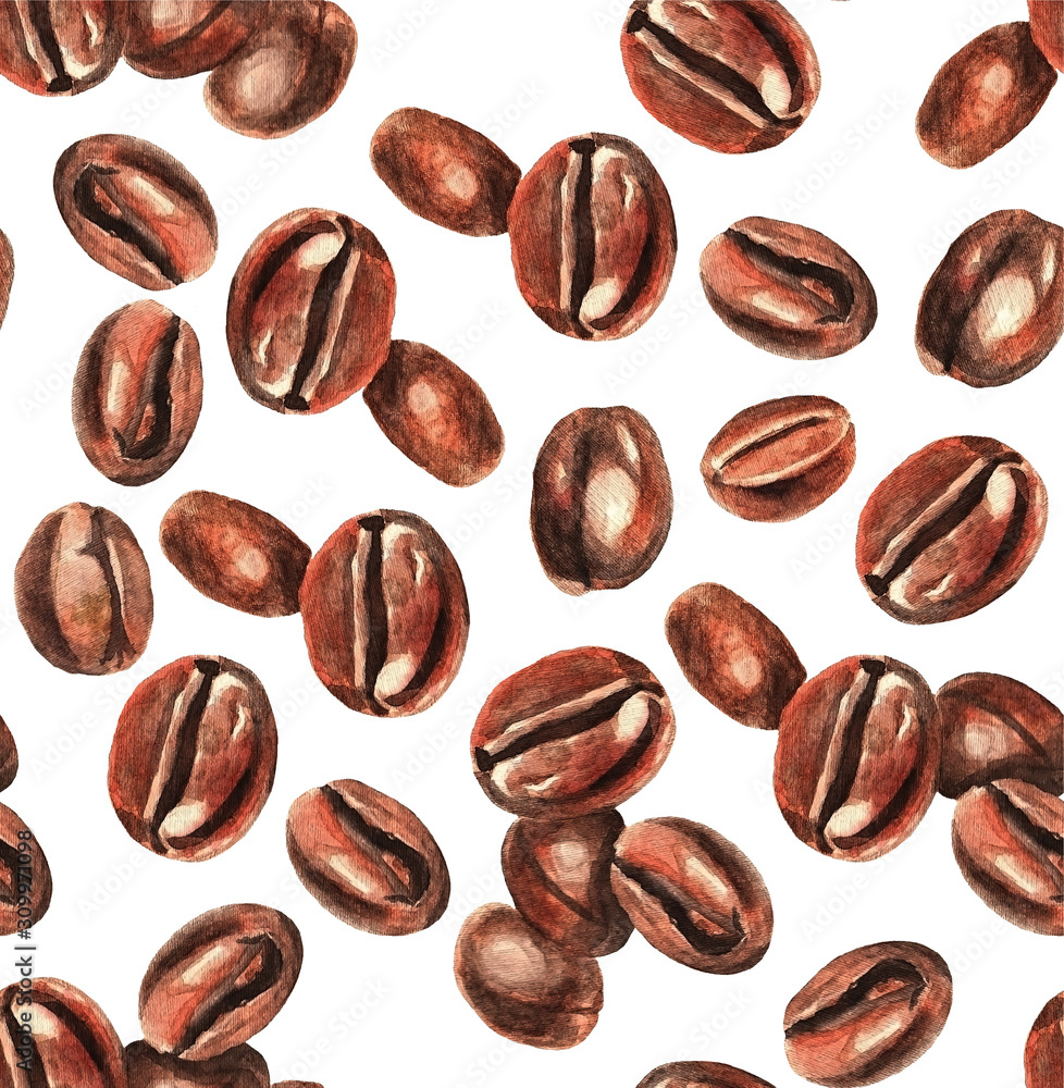 Coffee beans, wallpaper, watercolor Coffee beans, wallpaper, watercolor