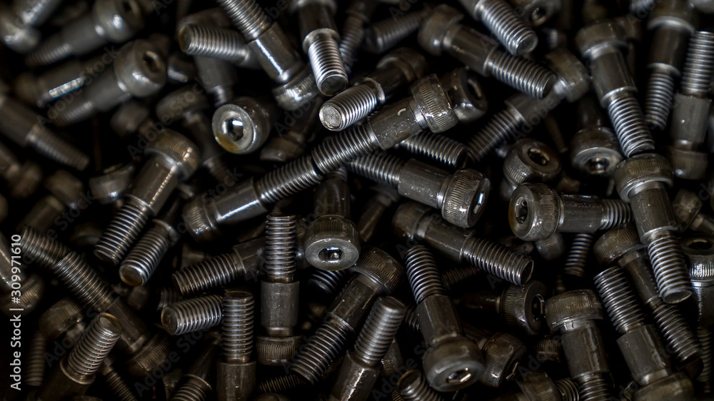 Metal Bolts top view close-up. background texture Metal Bolts top view close-up. background texture