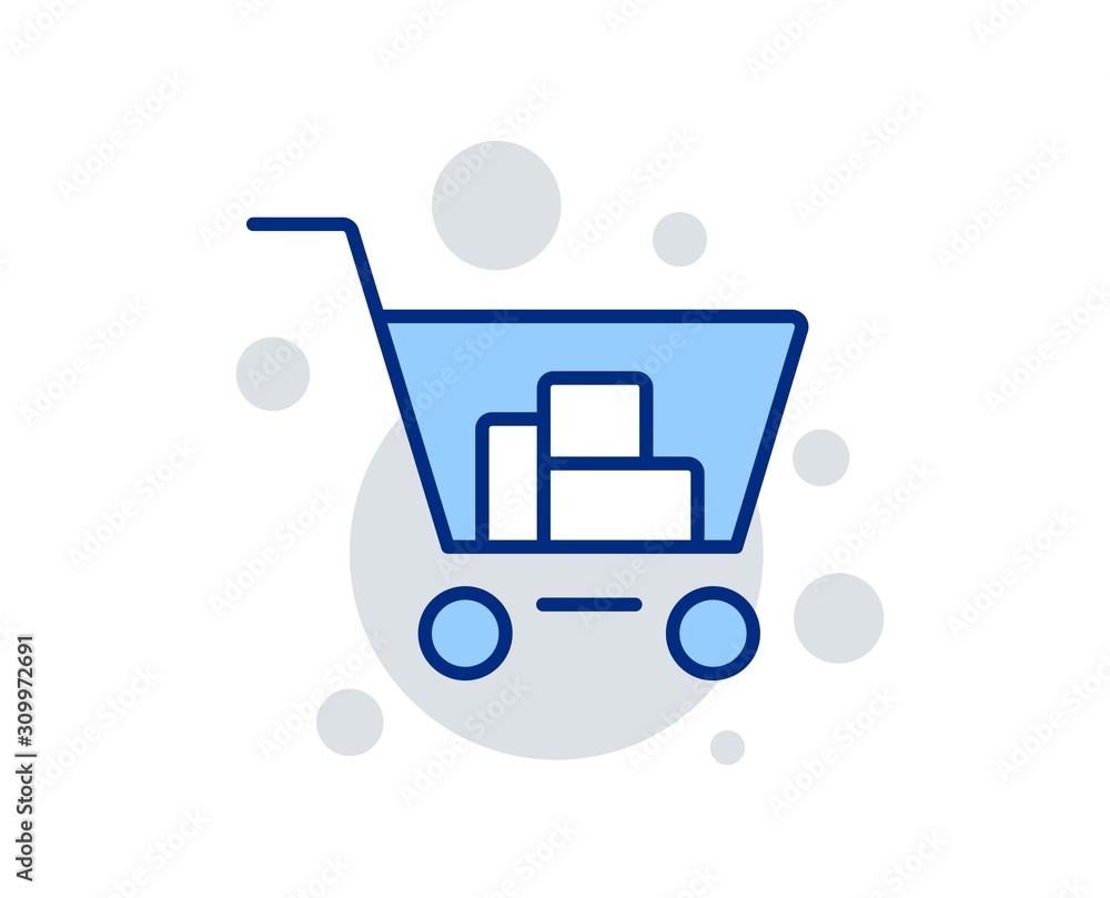 Shopping cart line icon. Online buying sign. Supermarket basket symbol. Linear design sign. Colorful internet shopping icon. Vector Shopping cart line icon. Online buying sign. Supermarket basket symbol. Linear design sign. Colorful internet shopping icon. Vector
