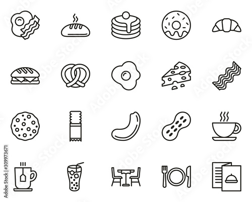 Breakfast Icons Thin Line Set Big