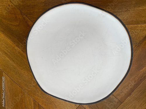 Culinary background with empty plate and napkin.Top view with co. Culinary background with empty plate 