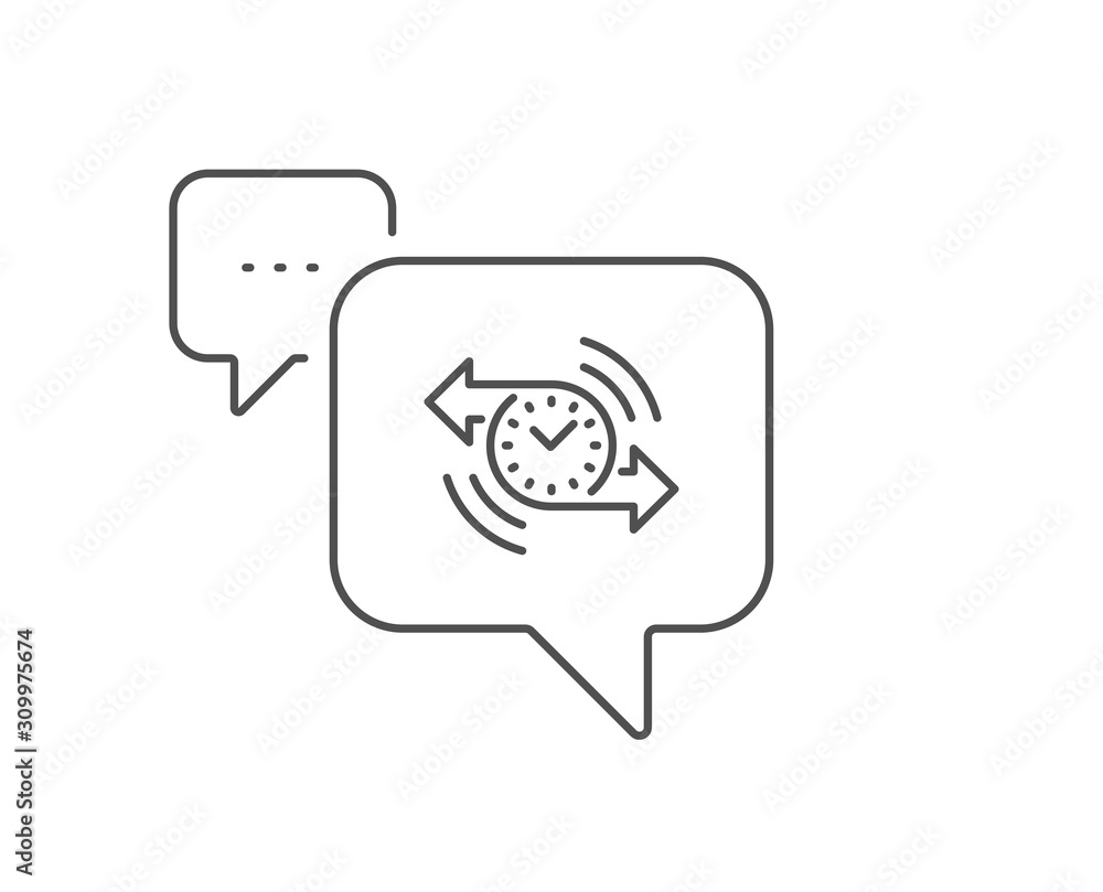 Timer line icon. Chat bubble design. Time or clock sign. Outline concept. Thin line timer icon. Vector Timer line icon. Chat bubble design. Time or clock sign. Outline concept. Thin line timer icon. Vector