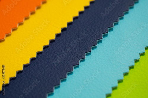 Obraz na plátně Catalog of multicolored imitation leather from matting fabric texture background