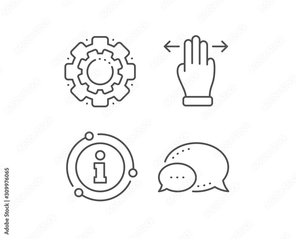 Multitasking gesture line icon. Chat bubble, info sign elements. Slide arrow sign. Swipe action symbol. Linear multitasking gesture outline icon. Information bubble. Vector Multitasking gesture line icon. Chat bubble, info sign elements. Slide arrow sign. Swipe action symbol. Linear multitasking gesture outline icon. Information bubble. Vector