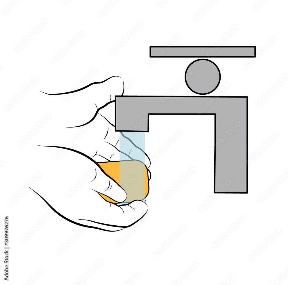 wash their hands with soap. washbasin. water flows from the tap. flat design. vector illustration. wash their hands with soap. washbasin. water flows from the tap. flat design. vector illustration.