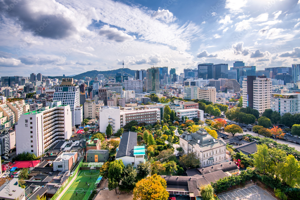 aerial view of seoul city south korea