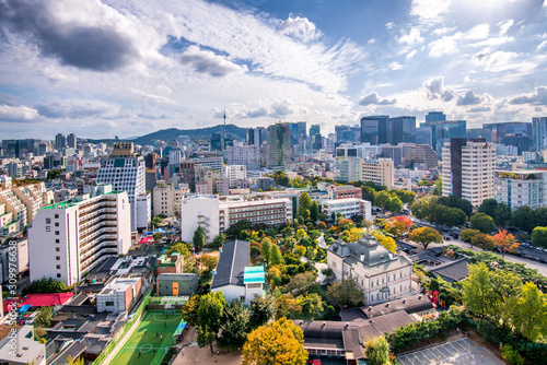 Obraz na płótnie aerial view of seoul city south korea w salonie