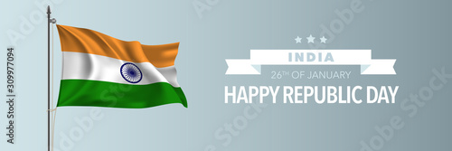 India happy republic day greeting card, banner vector illustration