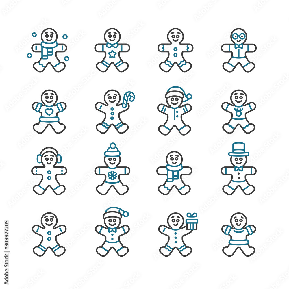 Gingerbread Man Vector Illustration Icon Set Gingerbread Man Vector Illustration Icon Set