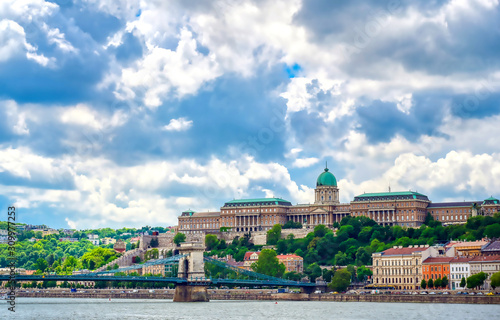 The exterior of Buda Castle located in Budapest, Hungary..