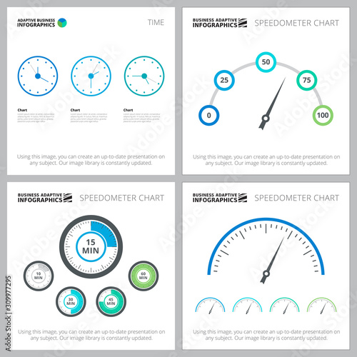 Speedometer infographic design set for measurement and analysis