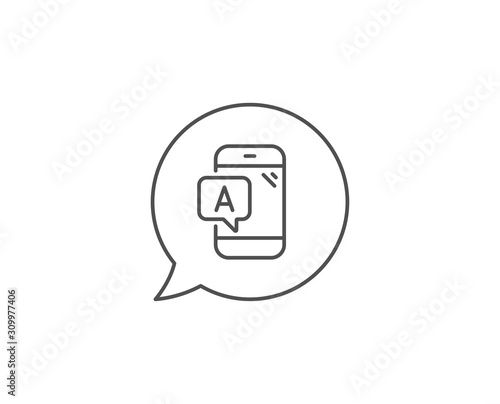Ab testing line icon. Chat bubble design. Ui phone test sign. Outline concept. Thin line ab testing icon. Vector