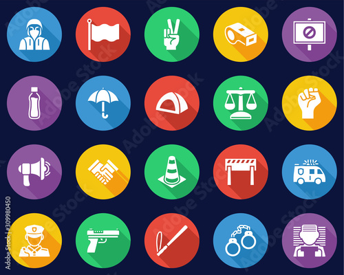 Peaceful Protest Or Demonstration Icons Flat Design Circle Set Big