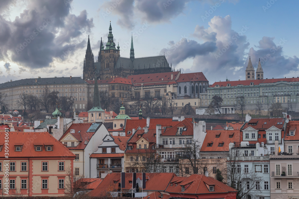  Vltava river and St.Vitus Cathedral in Prague