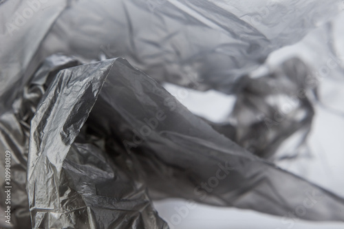 Black Plastic bag close-up. Background texture © Smeilov