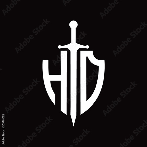 HD logo with shield shape and sword design template