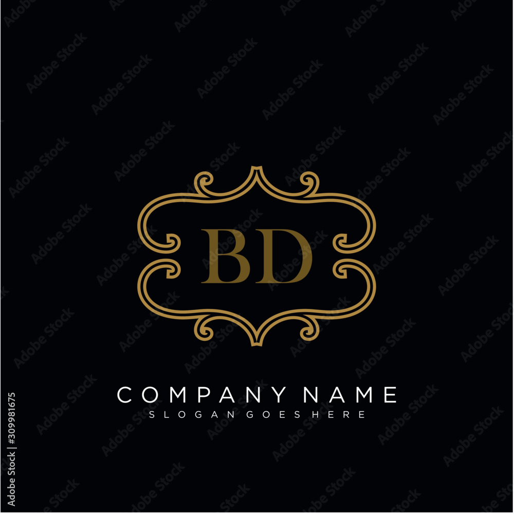 Initial letter BD logo luxury vector mark, gold color elegant classical Initial letter BD logo luxury vector mark, gold color elegant classical