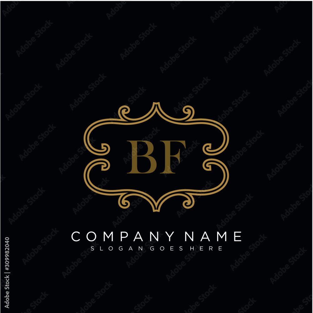 Initial letter BF logo luxury vector mark, gold color elegant classical Initial letter BF logo luxury vector mark, gold color elegant classical