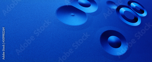 blue abstract futuristic background with round geometry and copy space for text, large empty space, wallpaper