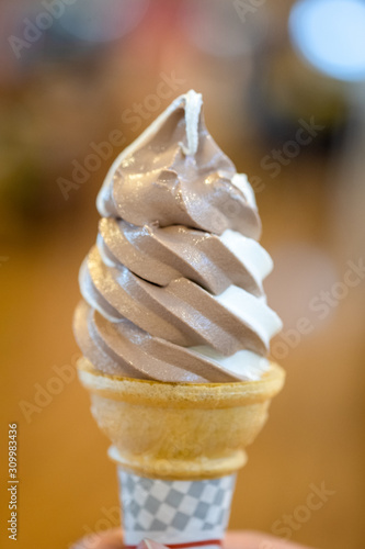 Two-tone soft serve ice cream cone