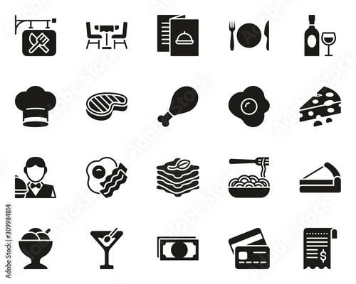 Restaurant Icons Black & White Big Set
