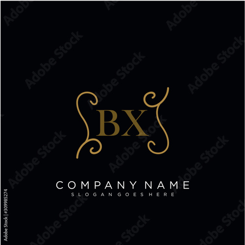 Initial letter BX logo luxury vector mark  gold color elegant classical