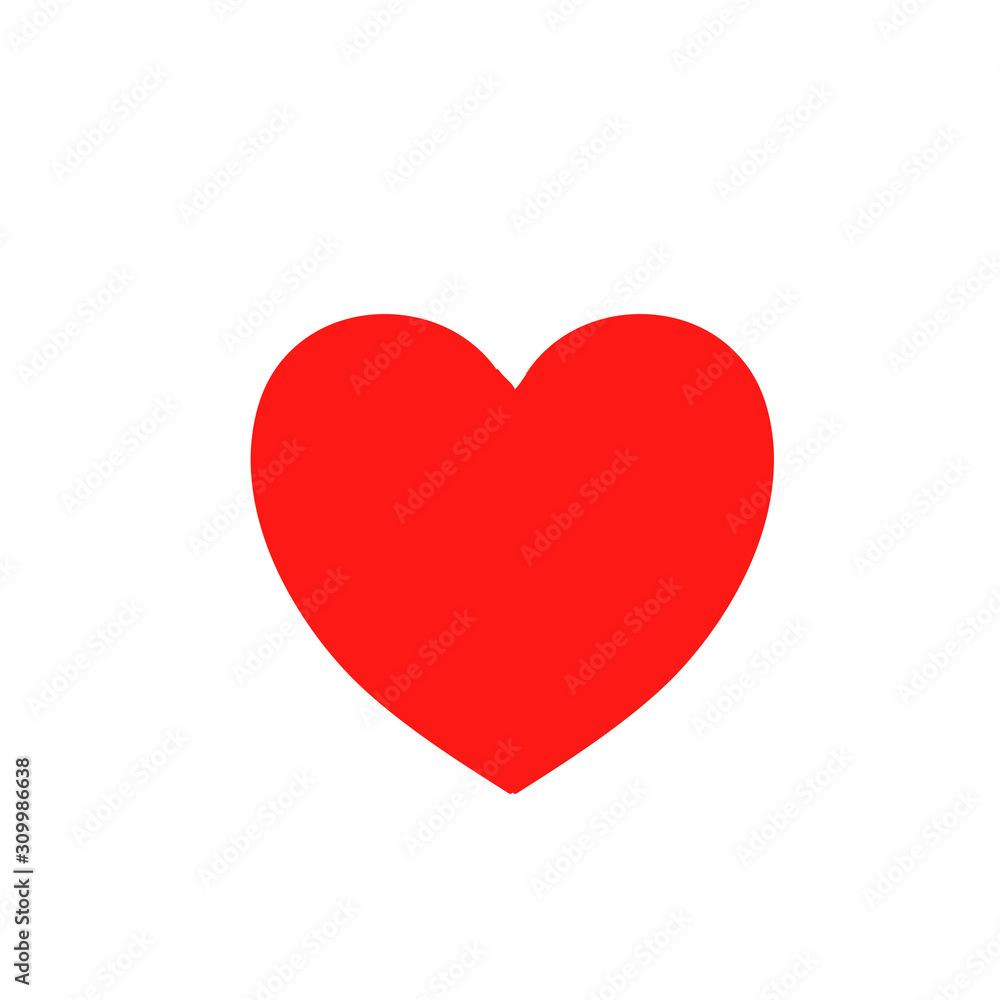 Heart icon illustration with flat hand drawn doodle style isolated