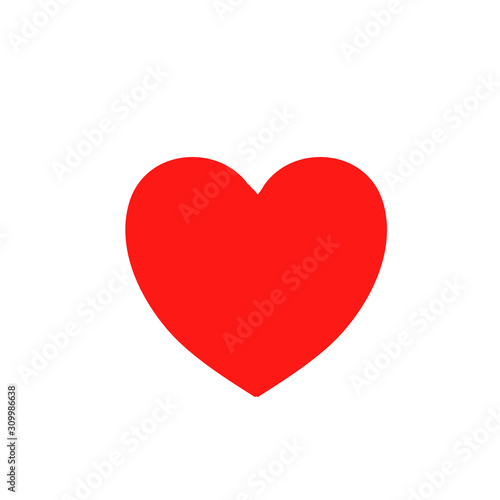 Heart icon illustration with flat hand drawn doodle style isolated