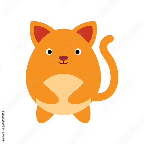 Cute flat design cat isolate on white background.