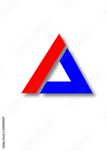 red and blue triangle logo