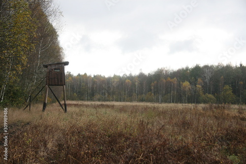 lonely wooden cabin in the field