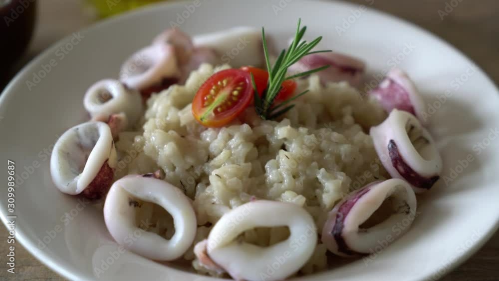 homemade squids or octopus risotto