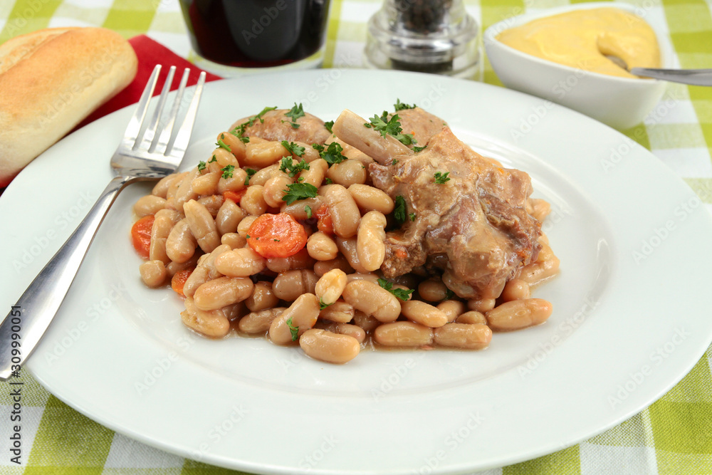 dish of cassoulet with duck confit dish of cassoulet with duck confit