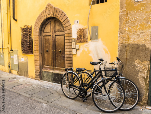 Retro Style Photo with Bicycle Against Old Italian Building © evagattuso