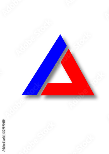 red and blue triangle logo