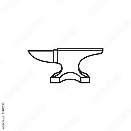 Line Art Blacksmith Iron Anvil Foundry vintage retro logo design