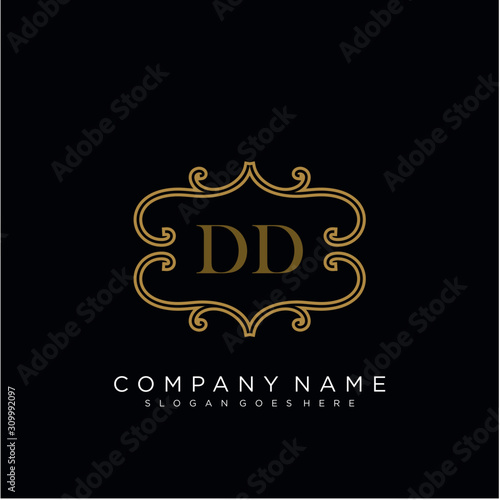 Initial letter DD logo luxury vector mark  gold color elegant classical