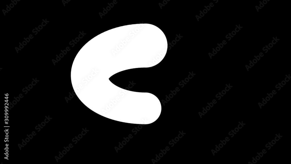 Animation of white half ring rotating on a dark black background.
