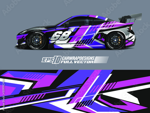 Fotografie Racing car wrap design vector